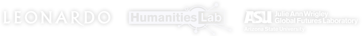 Text logos for Leonardo, the Humanities Lab, and the Global Futures Laboratory