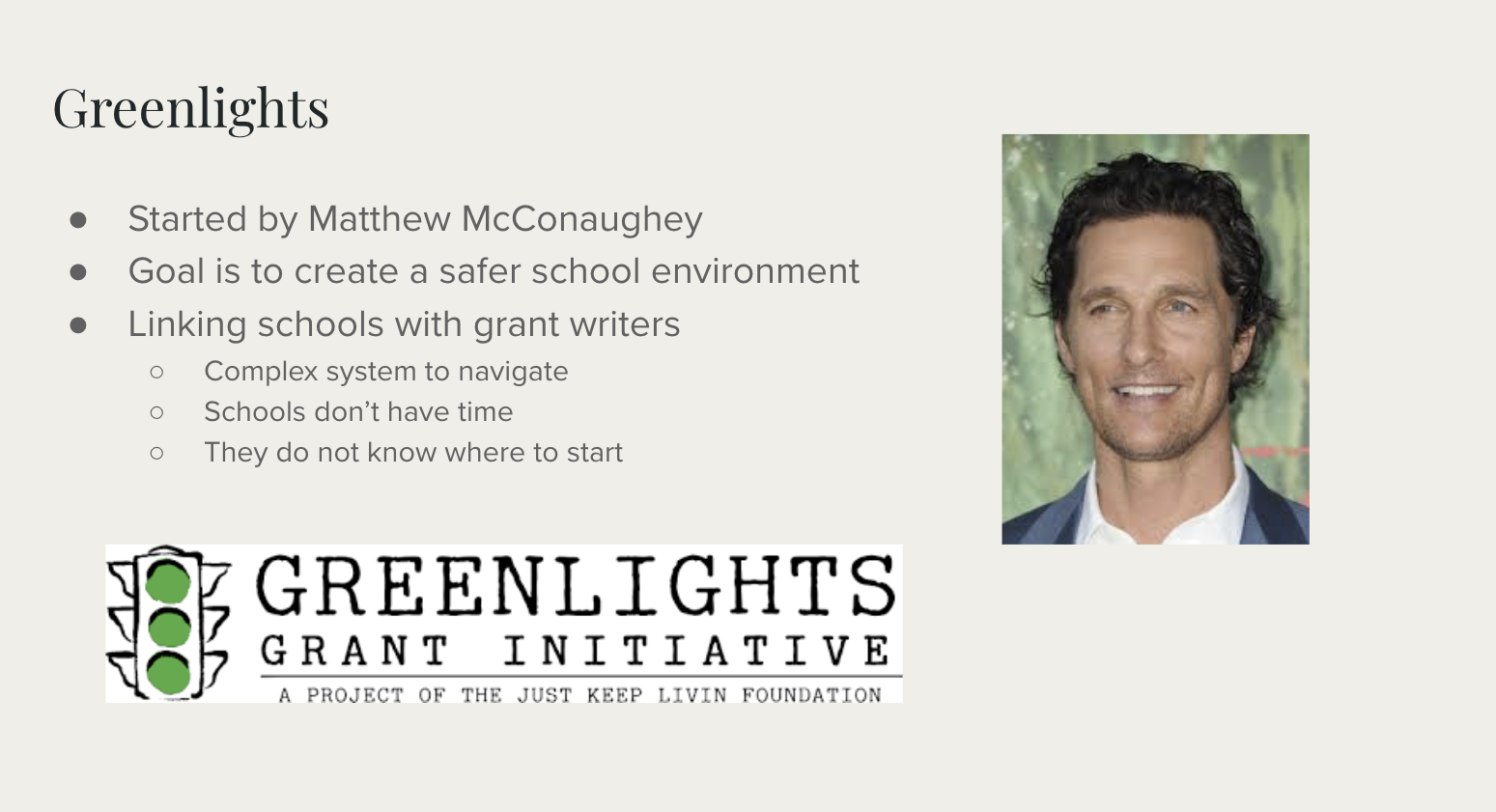 Opening slide of the student presentation for this impact outcome