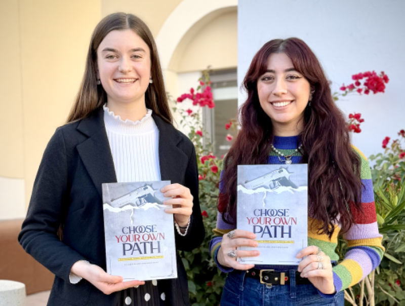 Beyond the Lab Students holding their final outcome, Choose Your Own Path Booklets